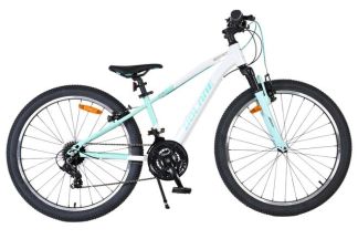 Volare Boost Kinderfiets - 24 inch - 21 Speed - Wit/Mintgroen